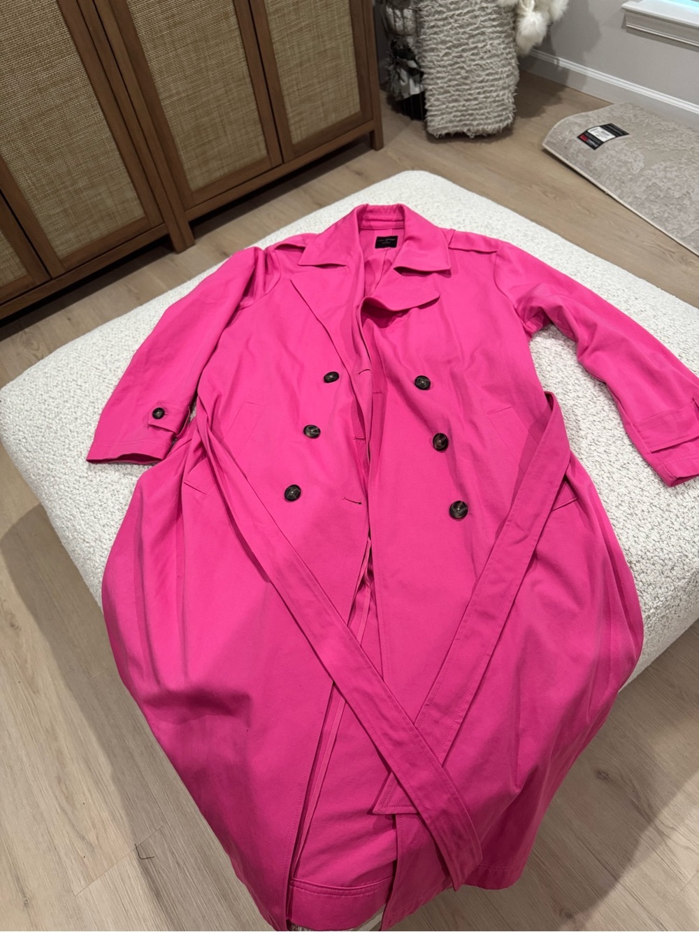 Lane Bryant Bright Hot Pink Double-Breasted Trench Coat